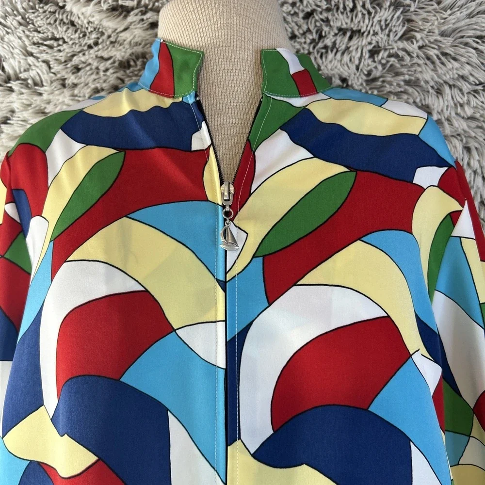 Colorful 90's Bold‎ Zip Up Lightweight Jacket Bomber Hip Hop Medium